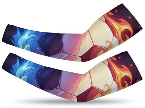 MRWQC Manguitos De Compresión Refrigerantes Manguitos Para El Brazo Balón De Fútbol En Llamas Manguitos De Protección Solar Uv