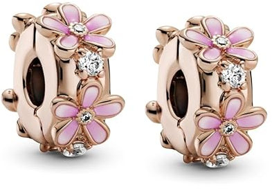 TCZNAF Ciondolo Rose Clip/Stopper Rosa Charm Pendant Compatibile per Bracciali Europei Festa della Compleanno e San Valentino Gifts da donna