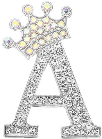 PATIKIL Brief Broschen Pins, Initial Strass Alphabet A Brief Reversnadeln für Damenanzüge, Kleider, Mäntel, Kleidung, Handwerk, Silberton