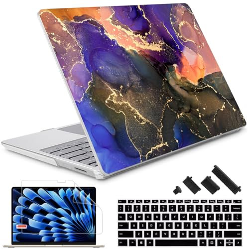 May Chen Compatible with Microsoft Surface Laptop Go 3/2/1, 12.4 Inch Model 1943/2013 (2023/2022/2020 Release), Plastic Hard Shell Case with Screen Protector + Keyboard Cover, Dream Fluid Art