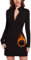 WOWENY Damen Kleider Herbst Stehkragen Micro Fleece Elegant Winter Dress Kurz Langarm mit 1/4 Reißverschluss Bodycon Minikleid Sweatkleid Freizeitkleider(Schwarz,XXL)