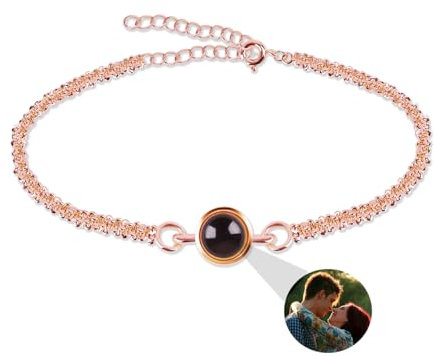 Aina Personalisiertes Fotoarmband für Frauen - Individuelles Projektionsarmband mit Bild im Stein - Gedenkarmband für Kreis-Foto - Weihnachten & Geburtstag Geschenk