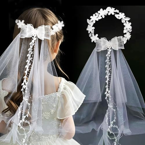 Kommunion Haarschmuck Mädchen,Kopfschmuck Kommunion Mädchen,Stirnband Kommunion Mädchen,Hochzeit Blumenmädchen Kopfschmuck