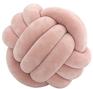 Cuscino a sfera di nodo, cuscino per palla annodata, cuscino per divano in morbido peluche, cuscino a fiocco intrecciato a mano, cuscino decorativo per divano, letto, 20 x 20 cm (Rosa)