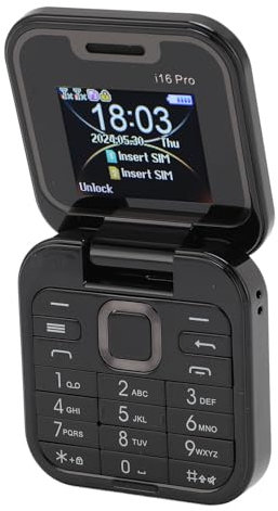 ASHATA Flip-Handy, 2G Faltbares Handy, Winziges Telefon, Unterstützt FM-Radio, Magic Voice, Blacklist, Kurzwahl-Vibration, 32 MB RAM, 2 SIM-Kartensteckplätze, LED-Taschenlampe, Einfach