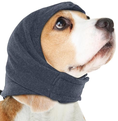 FDEETY Cache-Oreilles pour Chien Tour de Cou et Oreilles Protection Oreille Snood Cocker Casquette Bonnet avec Réglable Auto-adhésif Chapeau d'hiver pour Soulager l'Anxiété Contre Bruit (S)