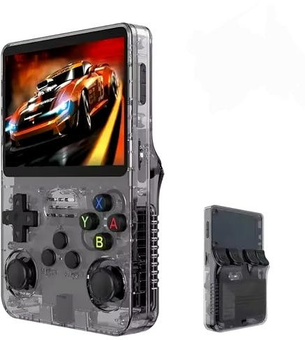 R36S Handheld Game Console, 3.5 inch Retro Handheld Games Consoles IPS Screen Open Source Linux System Built-in 15000+ Classic Games Retro Video Game Console, 32G+64G TF Card(Black)