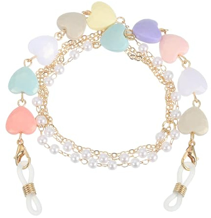 sourcing map Beads Eyeglass Chain, Pearl Glasses Strap Eyewear Retainer Chain Around Neck Sunglass Holder for Girls Women