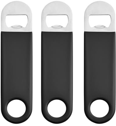 3 Stück Flaschenöffner Edelstahl, Edelstahl Barkeeper Bierflaschenöffner 6cm Beschichtet Griff,Bar Bottle Opener,mit Weiche Gummibeschichtung griff für Küche Bar Restaurant