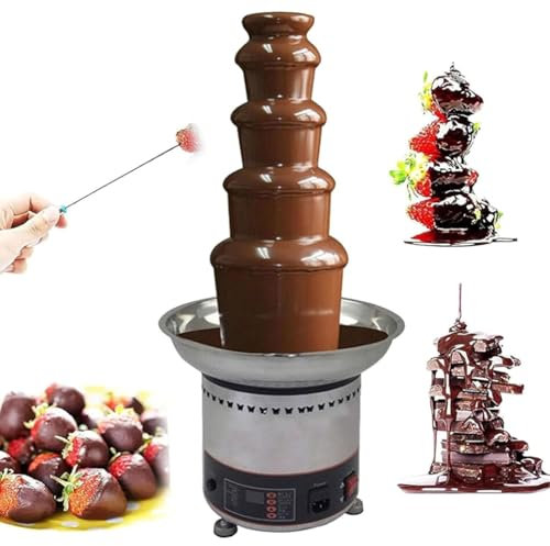 Electric Chocolate Fountain, Chocolate Fountains, Stainless Steel Fondue Waterfall Melting Machine with Digital Panel Showing Temperature, Precisely Adjustable Temperature for Cooking Household