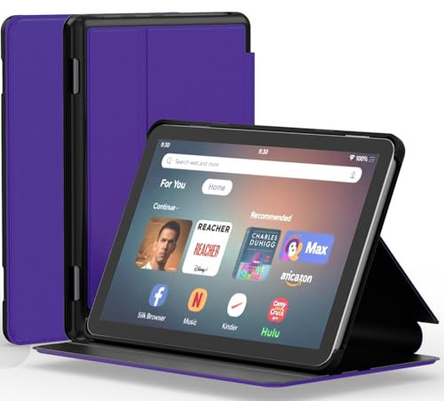 All-New 8 & 8 Plus Tablet Case (12th/10th Generation, 2024/2022/2020), SHREBORN Multi-Gear Adjustable Stand Cover with Soft TPU Back and Auto Wake/Sleep Also for 8in Sony Nokia-Purple