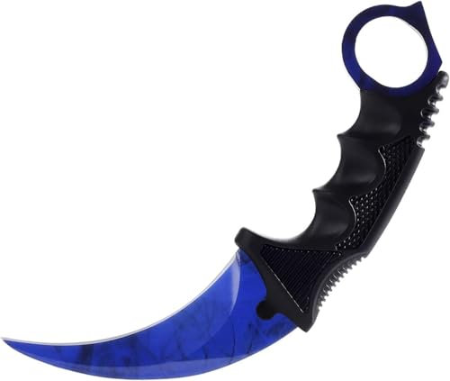 Generisch Hochwertiges 19cm CSGO Karambit Messer Übungsmesser Trainingsmesser Real-Life-Sammlung Jagd Survival Outdoor Counter-Strike Global Offensive Jagdmesser Knife (Blue [Scharf!])