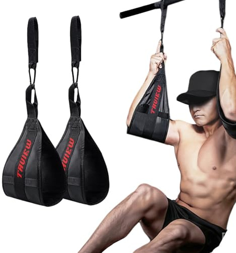 Bauchschlingen, tragbar, für Klimmzugstange, hängende Beinerhöhung, Fitness (schwarz, 1 Paar)