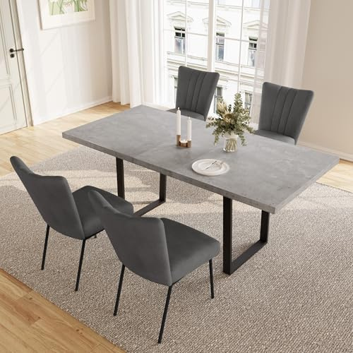 JIEXI Esstisch Mit 4-8 Stühlen Set, Esszimmertisch Ausziehbar, Tisch Esszimmer, Essgruppe Mit 4-8 Stühle, MDF-Platten Holztisch Geeignet Für Wohnzimmer, Küche