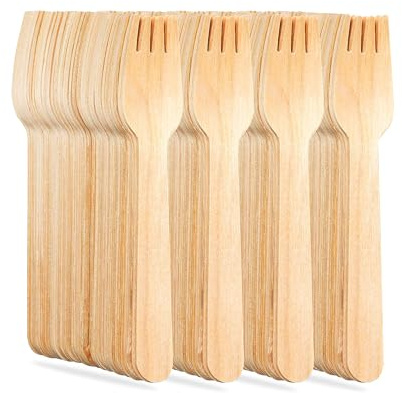 G4GADGET 1000x Wooden Forks - Disposable Biodegradable Birch Wood Utensils for Parties, Picnics, Weddings, BBQs, and Events