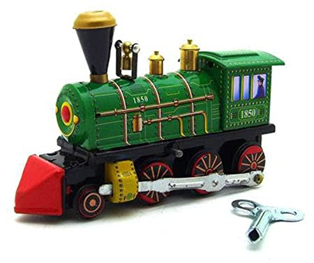 Pocoiau Vintage Aufziehspielzeug Zug Uhrwerk Zug Grüne Lokomotive Blech Auto Fahrzeug Retro Aufziehspielzeug