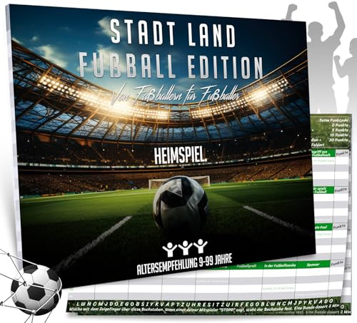 PATRICHOR Stadt Land Fussball Spiele 2026 - Fußball Geschenke für Jungen Teenager Kinder