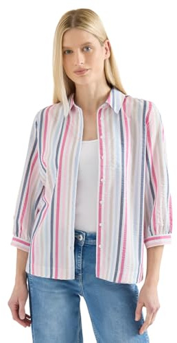 Cecil 3/4-Arm Bluse in Seersucker Qualität Beetroot pink XXL