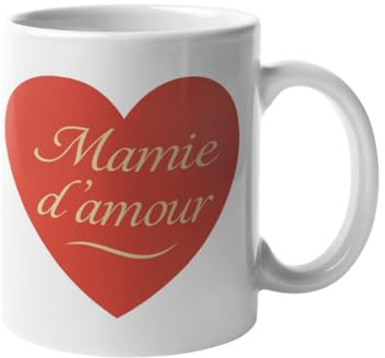Taza de la abuela de Amor - Regalo original para la abuela - Taza de la abuela con corazón rojo - Idea de regalo de cumpleaños, día de la abuela, Navidad - Taza de cerámica 330 ml