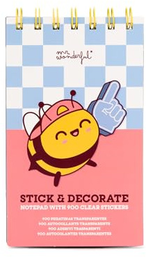 Mr. Wonderful Blocchetto di 900 Adesivi Trasparenti Stick and Decorate – Sticker Decorativi per Agenda e Quaderni