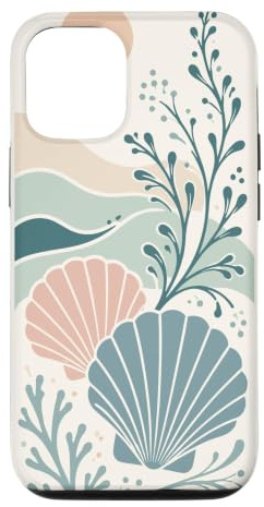 Hülle für iPhone 12/12 Pro Seashell Ocean Beach Boho Minimalistische Wellen