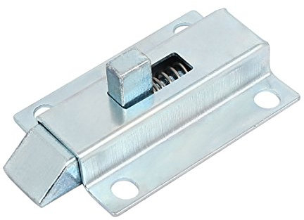 sourcingmap Door Bolt Latch, 50mm 2-inch Length Metal Security Automatic Window Gate Spring Bounce Lock (Silver Tone)