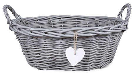 Wickerfield Grey Wicker DIY Gift Hamper Basket with Handle for Baby Hampers