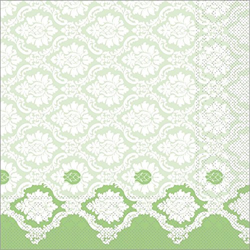 Sovie HORECA Tissue Serviette MANDY in APFELGRÜN, 40 x 40 cm, 3-lagig, 1/4 Falz, 100 Stück – Ornament-Blütendesign – hochwertige, weiche Einwegserviette für Gastronomie und Events