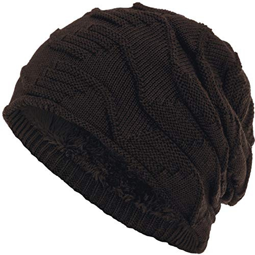 Compagno Mütze warm gefütterte Wintermütze Elegantes Strickmuster Beanie Einheitsgröße