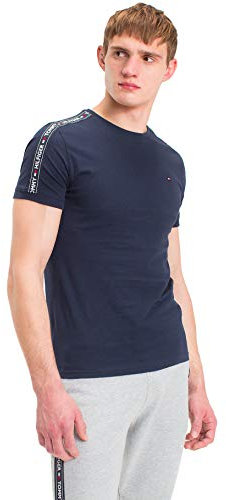 Tommy Hilfiger Herren T-Shirt Kurzarm Rundhalsausschnitt, Blau (Navy Blazer), L