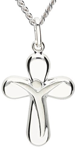 MYA art Premium Damen Halskette Kette 45cm 925 Sterling Silber Kreuz mit Jesus Anhänger MYASIKET-114