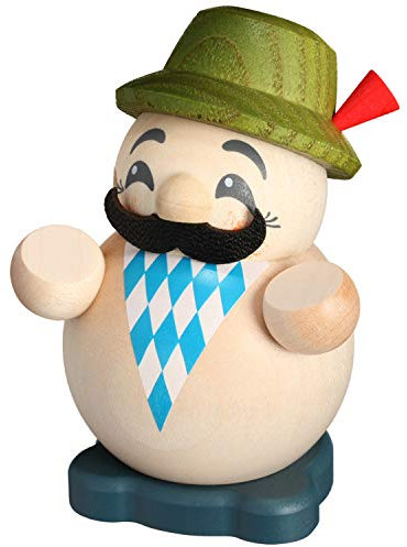 Seiffener Volkskunst | Deko Räuchermann | Mini Cool-Man Räuchermännchen 9 cm | Schneemann | Original Erzgebirge | 19621 | als Bayer
