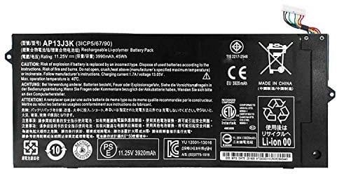 AP13J3K AP13J4K KT.00304.001 KT.00303.001 CB3-431-C5EX Batterie d'ordinateur Portable Compatible avec Acer Chromebook 11.6 11 C720 C720P C740 Series(11.25V 45Wh-2.5cm Short Cable)