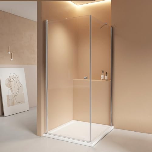 EMKE Duschkabine 80x90 cm Eckeinstieg Duschabtrennung Duschwand Schwingtür Duschtür Mit Seitenwand Höhe 185cm