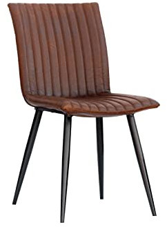 MASSIVMOEBEL24.DE Iron Label Stuhl #09 44x56x89, Farbe:Hellbraun, Anzahl:1 Stück, Material:Echtleder