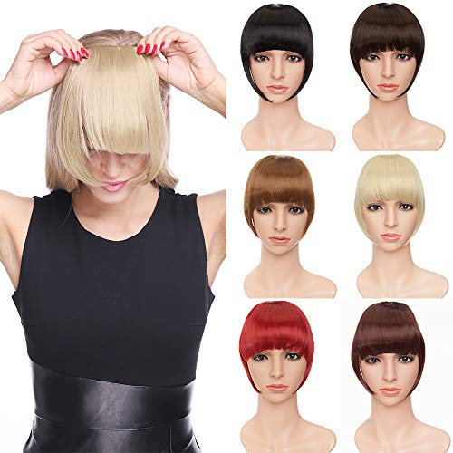TESS Pony Haarteil Extensions Clip in wie Echthaar Haarverlängerung Franse Bang Haarteile glatt 2 Clips günstig Extension 30g Hellblond Ombre