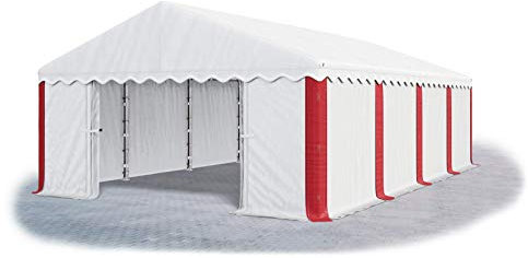 Das Company Lagerzelt 5x8m wasserdicht weiß-rot Zelt 240g/m² PE Plane hochwertig Gartenzelt Summer MPE