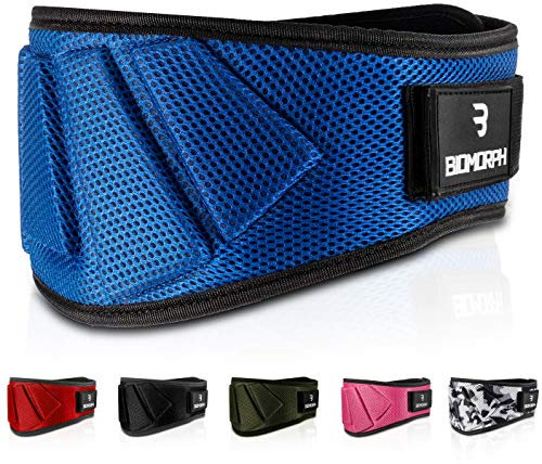 BIOMORPH Neopren Gewichthebergürtel für Krafttraining, Powerlifting, Bodybuilding, Crossfit für Damen und Herren (Blue, XS)