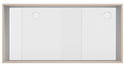 Schiebetür für Kallax Regal Acrylglastüren Glasvitrine Glastür Laufschiene mit Holzrahmen für Bücher Deko Sammelstücke (Glasoptik)