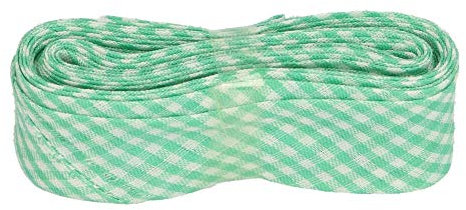 Sandras-Bastelladen Schrägband/Einfassband Baumwolle mit Muster gefalzt 3m x 20mm 010- Kariert Helltürkis-Weiß