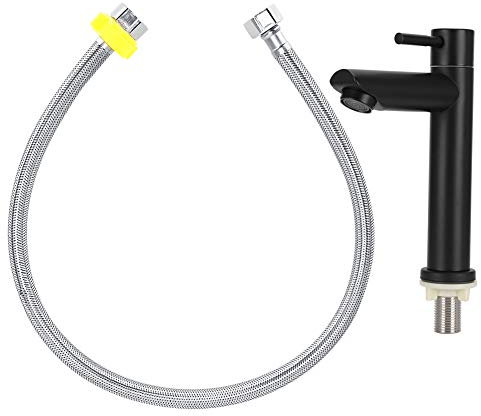 Robinet mélangeur d'évier en acier inoxydable noir robinet d'eau froide simple robinet mitigeur à levier unique pour accessoires de toilette de salle de bain à domicile