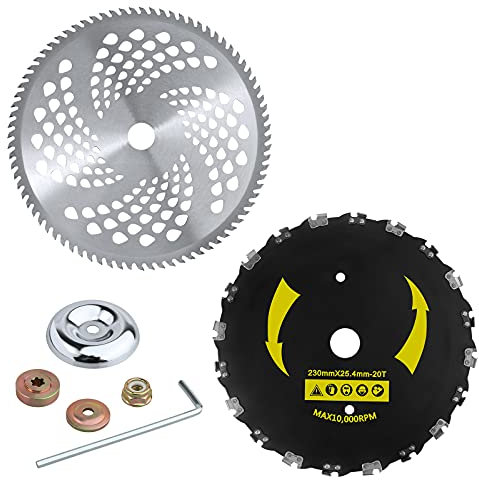 EXCELFU 9 x 20T Chainsaw Tooth Brush Blade & 10 x 80T Carbide Tip Brush Cutter Trimmer Blade with Adapter for Cutter, Trimmer, Weed Eater