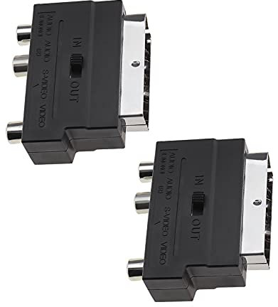 The Lord of the Tools 2pcs Adaptateur SCART Mâle vers 3RCA Femelle 21 Broches Péritel Connecteur avec Interrupteur d'entrée/Sortie Audio/Vidéo pour TV DVD Magnétoscopes