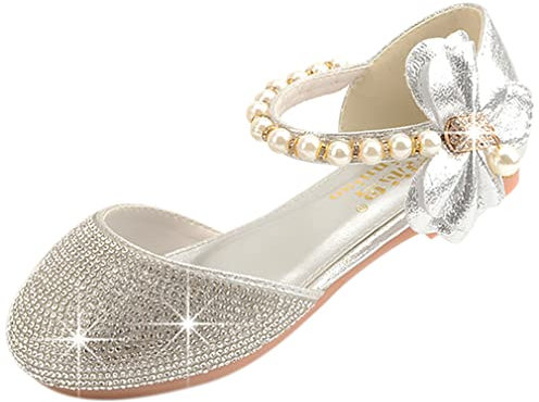 YOSICIL Ballerine Bambine e Ragazze Pelle Scarpe Singole Festa Danza Ragazza Ballerine Partito Scarpe Principessa Eleganti Piatto Ballerina Perla Sandali Partito da Ragazze