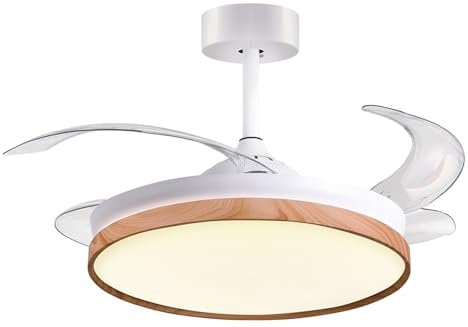 Bel Air Home - Cosmos Deckenventilator - DC-Motor mit 6 Geschwindigkeiten - 36W LED Licht in 3 Farbtemperaturen - Ausfahrbare Flügel - Inklusive Fernbedienung, Weiß, Metall