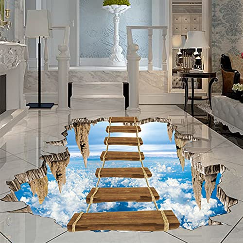 Graz Design - Adesivo da parete per pavimento in piastrelle, per centro commerciale, festa di compleanno, garage, impermeabile, antiscivolo, moderno Bridge Sky Space 3D, stereo, rimovibile, colore: