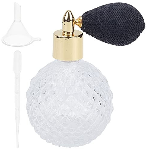 GORGECRAFT, Botella de Perfume Recargable Vintage de 100ml, Botella de Perfume de Vidrio Transparente, Atomizador de Perfume de Vidrio Transparente, Botella de Spray Corta con Embudo de Plástico