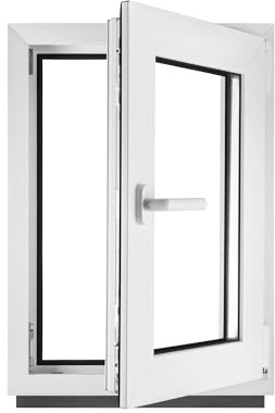 Fenster Kellerfenster Kunststofffenster Kunstoff weiß BxH 45 x 75 cm DIN Rechts - ALLE GRÖßEN - 3 fach Verglasung BxH 450 x 750 mm - Funktion Dreh-Kipp - BauPlaza
