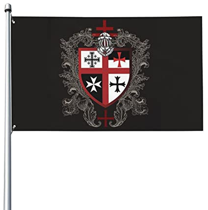 KJHBVND Bandera decorativa de jardín con cruz templaria de caballeros de 3 x 5 pies, duradera y resistente a la decoloración, para interiores y exteriores, césped, jardín, patio, bandera clásica