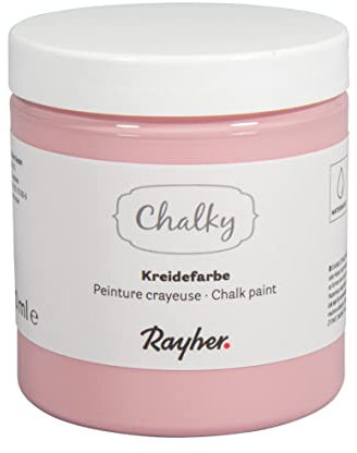 Rayher Chalky, Kreidefarbe auf Wasserbasis, altrosa, für Shabby-Chic, Vintage- und Landhaus-Stil-Looks, Dose 230 ml, 35048268